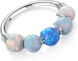 PEAKLINK 316L Surgical Steel Opal Nose Ring Septum Jewelry Tragus Rook Daith Piercing Jewelry Cartilage Helix Conch Hoop Earring