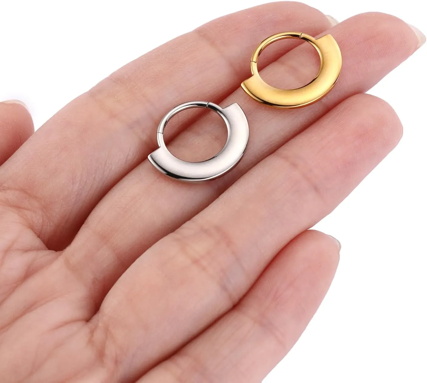PEAKLINK 316L Surgical Steel Septum Clicker Ring Nose Hoop 16G Tragus Rook Daith Piercing Jewelry Cartilage Helix Conch Hoop Earring for Women