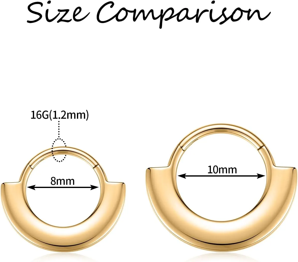 PEAKLINK 316L Surgical Steel Septum Clicker Ring Nose Hoop 16G Tragus Rook Daith Piercing Jewelry Cartilage Helix Conch Hoop Earring for Women