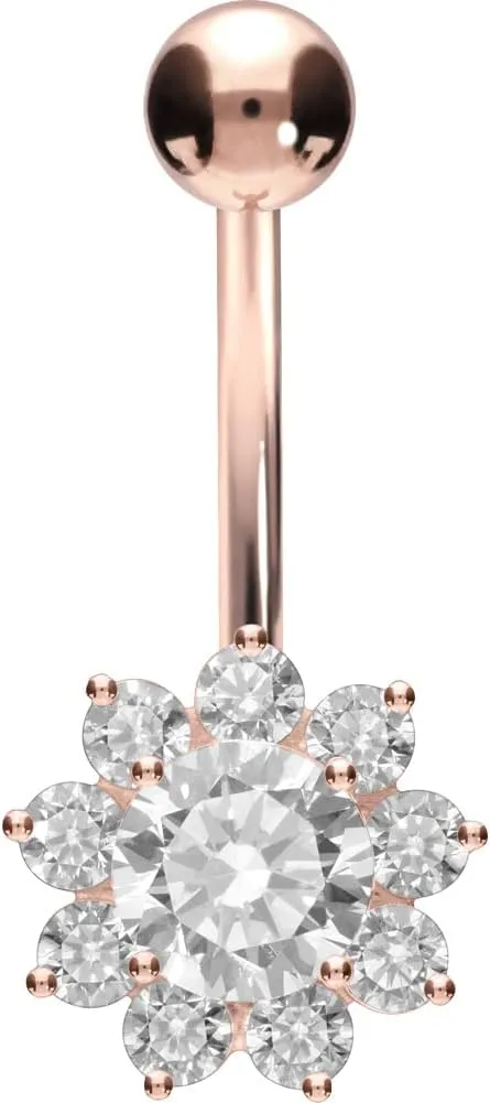 PIERCINGLINE surgical steel flower - belly button ring surgical steel, gold, silver, rosegold piercing - new version with improved durability