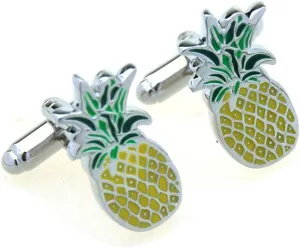 Pineapple Cufflinks for Men, Tropical Fruit-Inspired Shirt Accessory, Great Gift for Beach Lovers and Formal Occasions