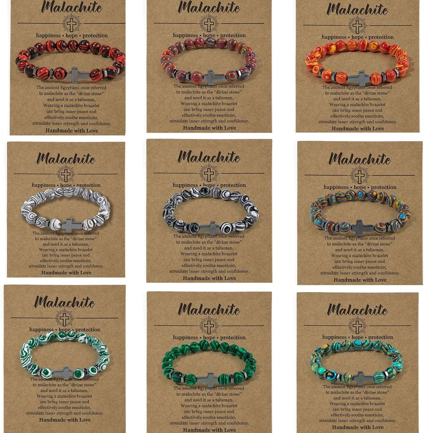 Pingyongchang Natural Stone Christian Cross Gifts for Women Men Healing Crystal Turquoise Bracelet Faith Easter Catholic Religious Stretch Bracelets Stress Relief Anxiety Yoga Bracelet For Teens
