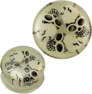 Plug Acrylic Glow in The Dark Transparent Three Skulls Piercing Earrings