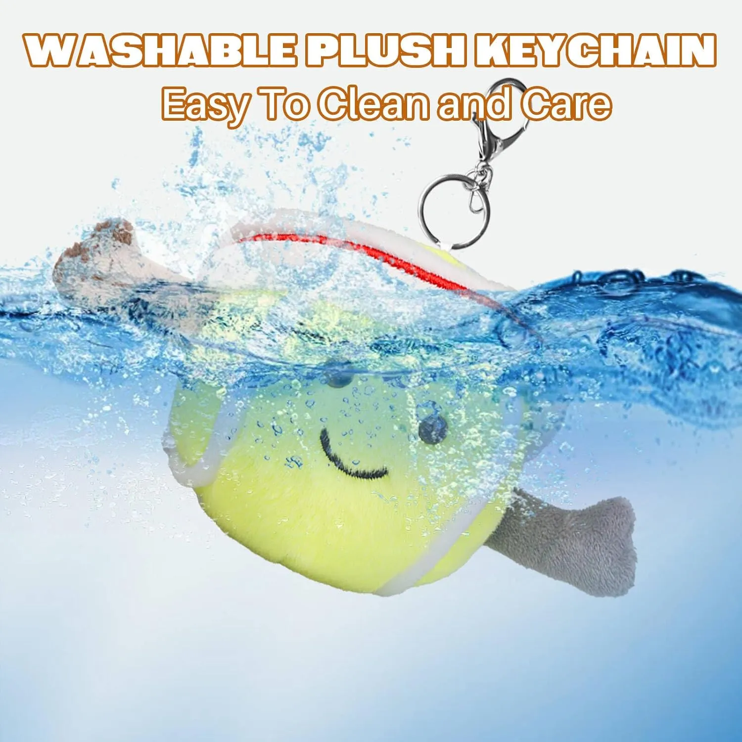 Plush Keychain Cute Tennis Plush Soft Stuffed Keychain Toys Gift for Sports Fans Kawaii Charm for Bags and Keys