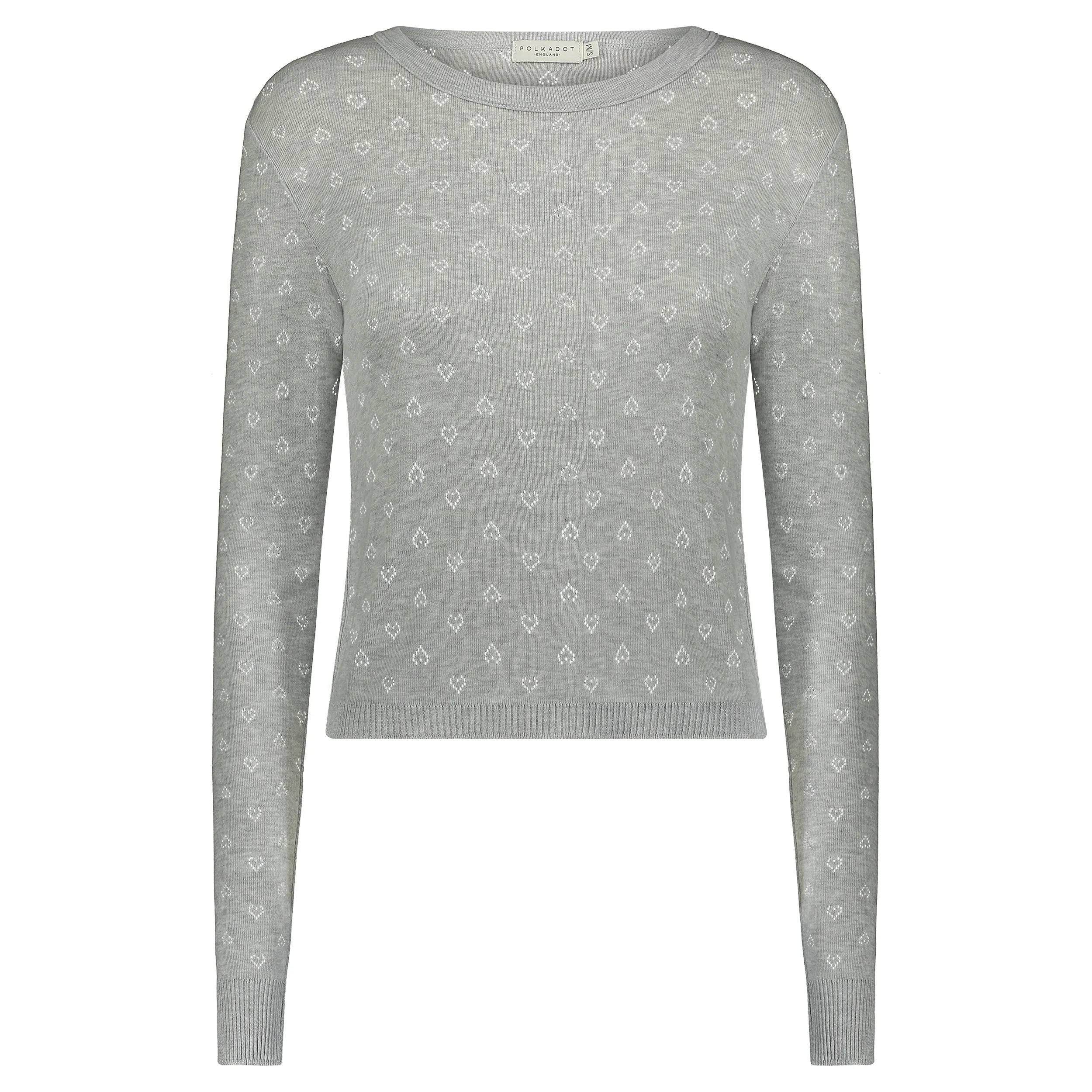 Polkadot NELL CROP SLOUCHY Heather Grey HEARTS POINTELLE -NEW