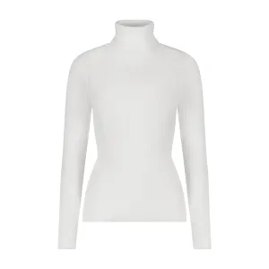 Polkadot SLOUCHY TURTLENECK LS Rib Knit Pearl White