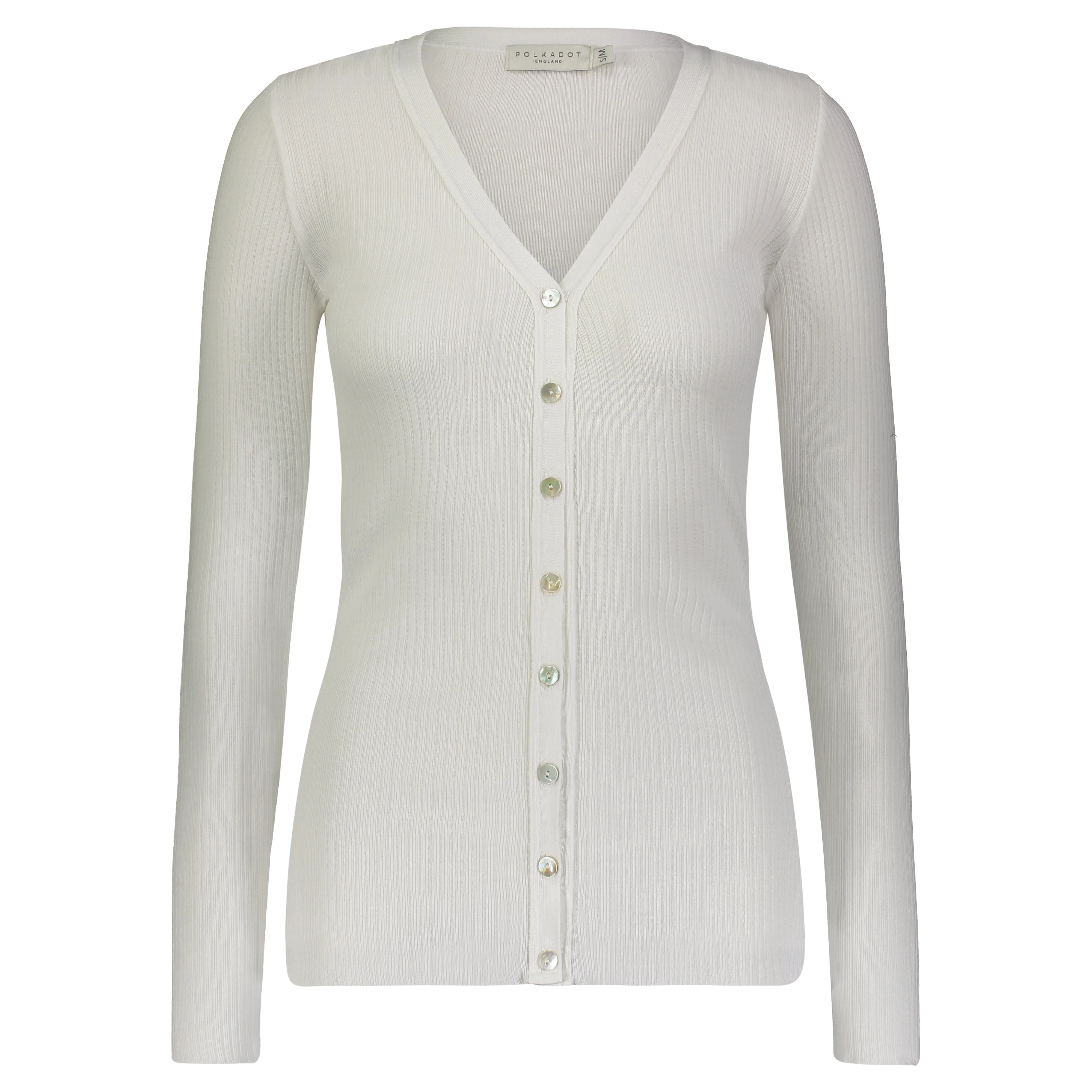 Polkadot SLOUCHY V CARDIGAN Rib Knit Pearl White -Restocked