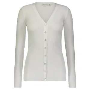 Polkadot SLOUCHY V CARDIGAN Rib Knit Pearl White -Restocked
