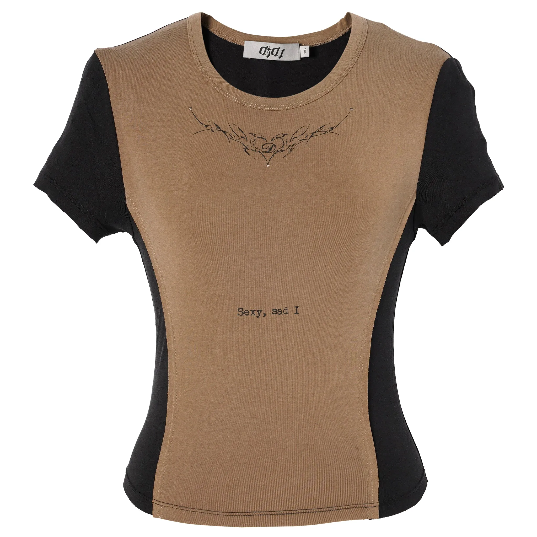 PRINTED SHORT SLEEVES T-SHIRT / OLIVE/BLACK