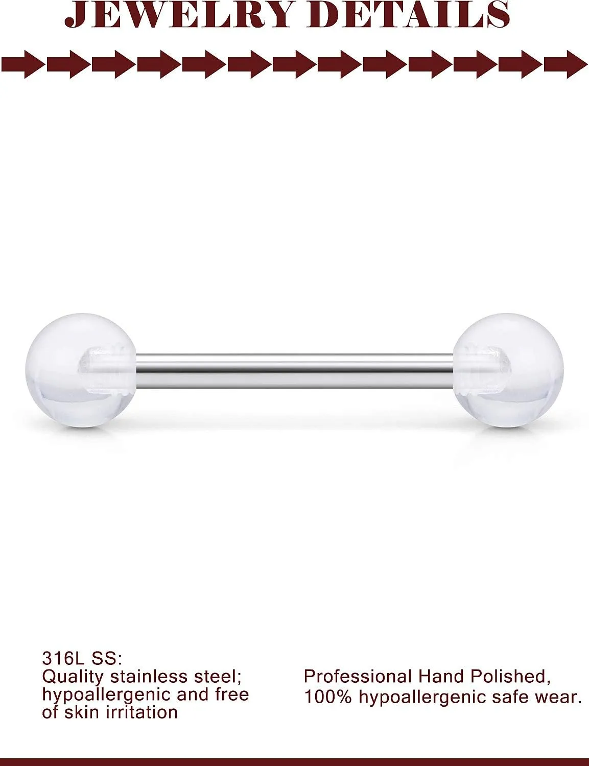 Prjndjw 14G Surgical Steel Straight Barbell - Tongue & Nipple Rings for Women & Men - Length 12MM, 14MM, 16MM, 18MM, 22mm - Piercing Jewelry