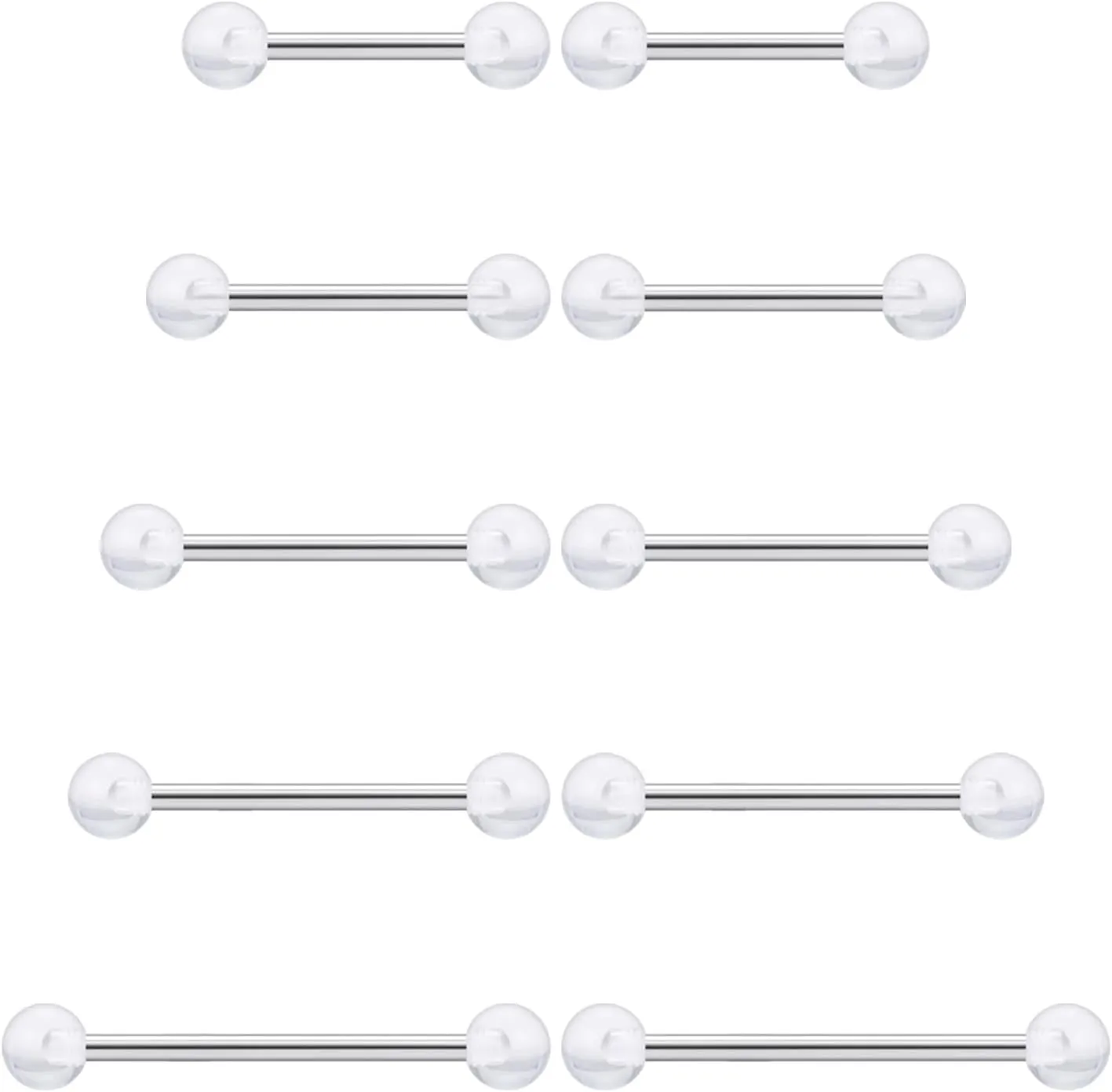 Prjndjw 14G Surgical Steel Straight Barbell - Tongue & Nipple Rings for Women & Men - Length 12MM, 14MM, 16MM, 18MM, 22mm - Piercing Jewelry