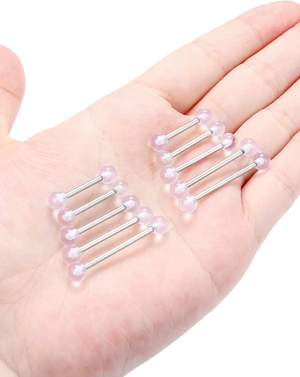 Prjndjw 14G Surgical Steel Straight Barbell - Tongue & Nipple Rings for Women & Men - Length 12MM, 14MM, 16MM, 18MM, 22mm - Piercing Jewelry