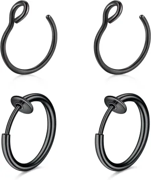 QWALIT Fake Nose Ring Fake Lip Piercing Fake Lip Ring Fake Nose Ring Hoop Fake Snake Bites Fake Lip Piercings Faux Lip Rings Fake Nose Piercing Clip on Nose Ring Spring