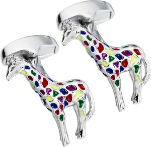 Rainbow Colors Giraffe Cufflinks for Men With Gift Box
