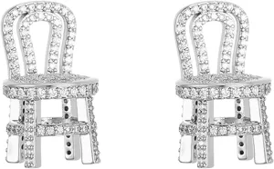 Rhinestone Earrings Solid Chair Shape Crystal Earrings for Women Creative Jewelry Accessory