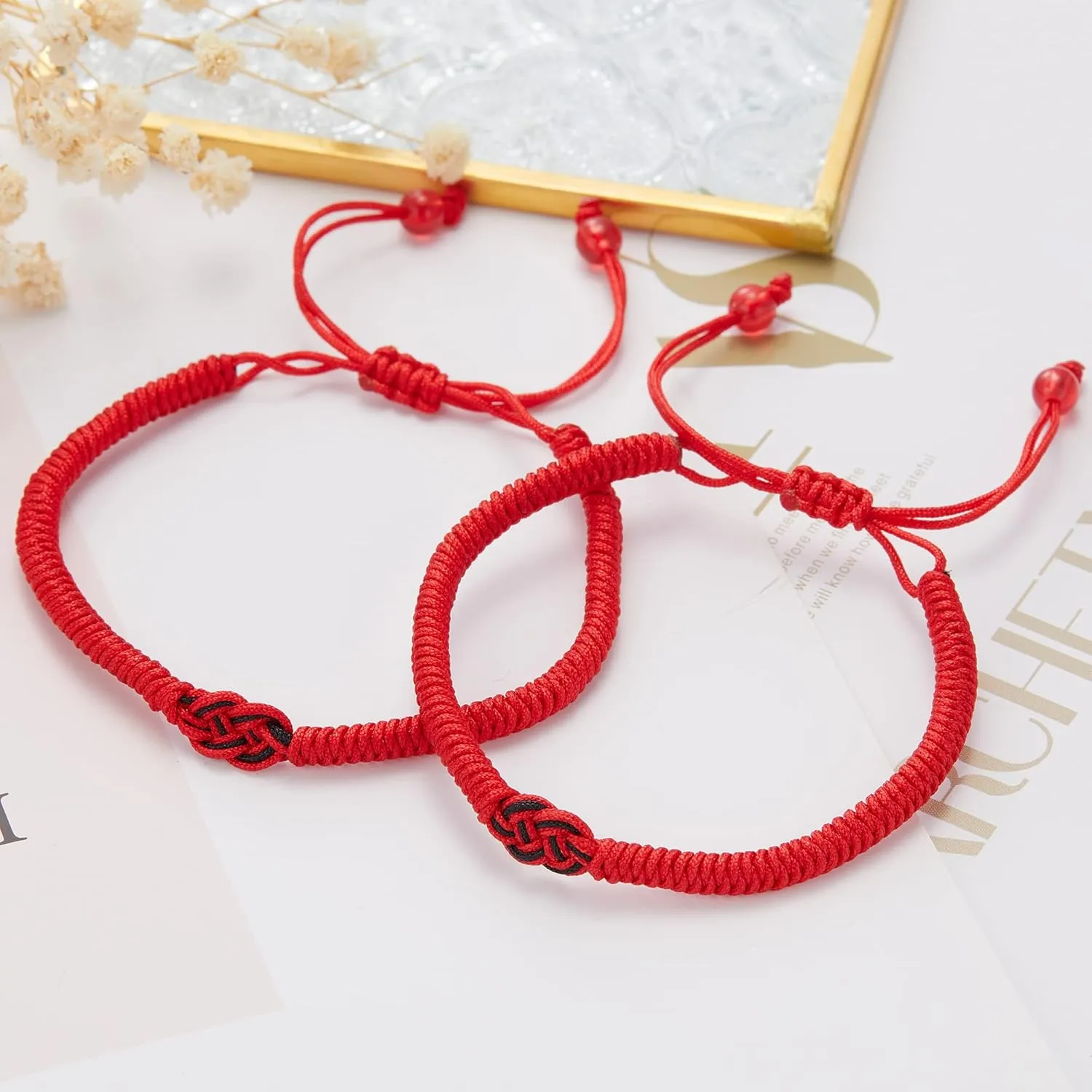 RINHOO Red String Bracelets Protection Adjustable Good Luck Vajra Knot Bracelet for Couples Friends Family Women Men