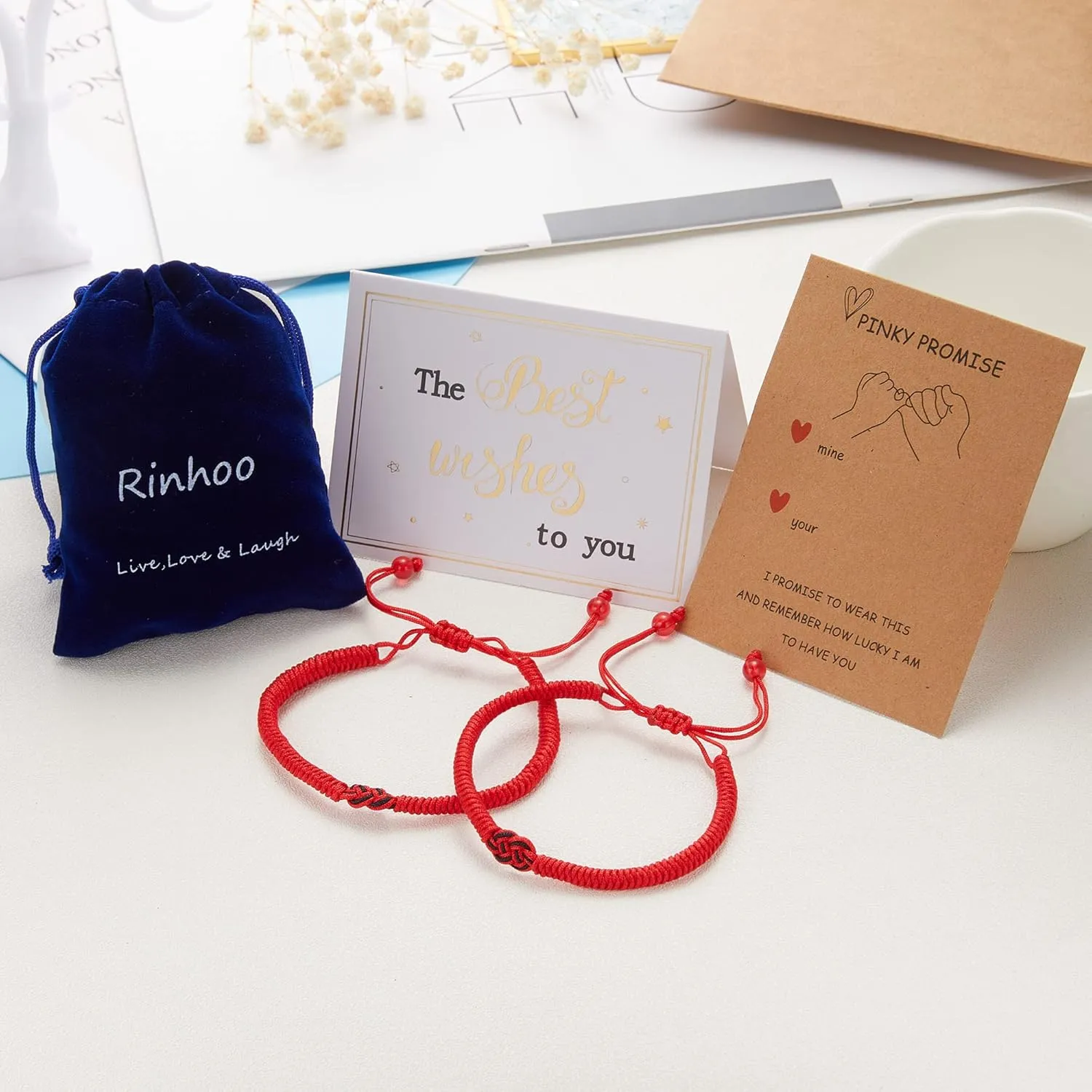 RINHOO Red String Bracelets Protection Adjustable Good Luck Vajra Knot Bracelet for Couples Friends Family Women Men