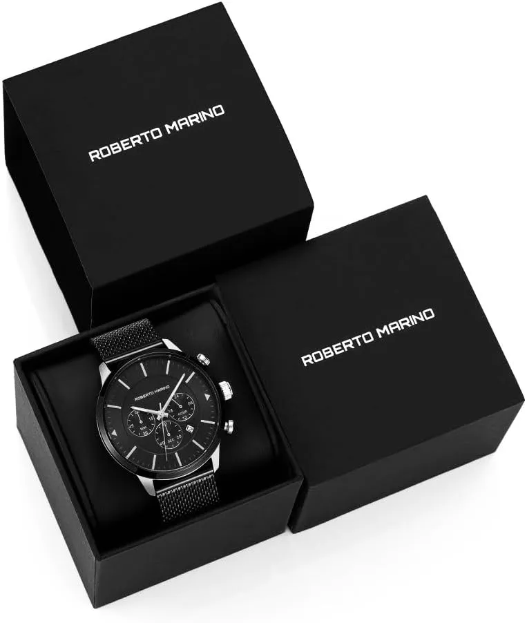 RM3435 Mens Luxury Wrist Watch  Blue Stainless Steel Japanese Quartz, 3 ATM Water Resistant  Elegant Dress Watches for Men, Vintage Design, Ideal as a Reloj para Hombres