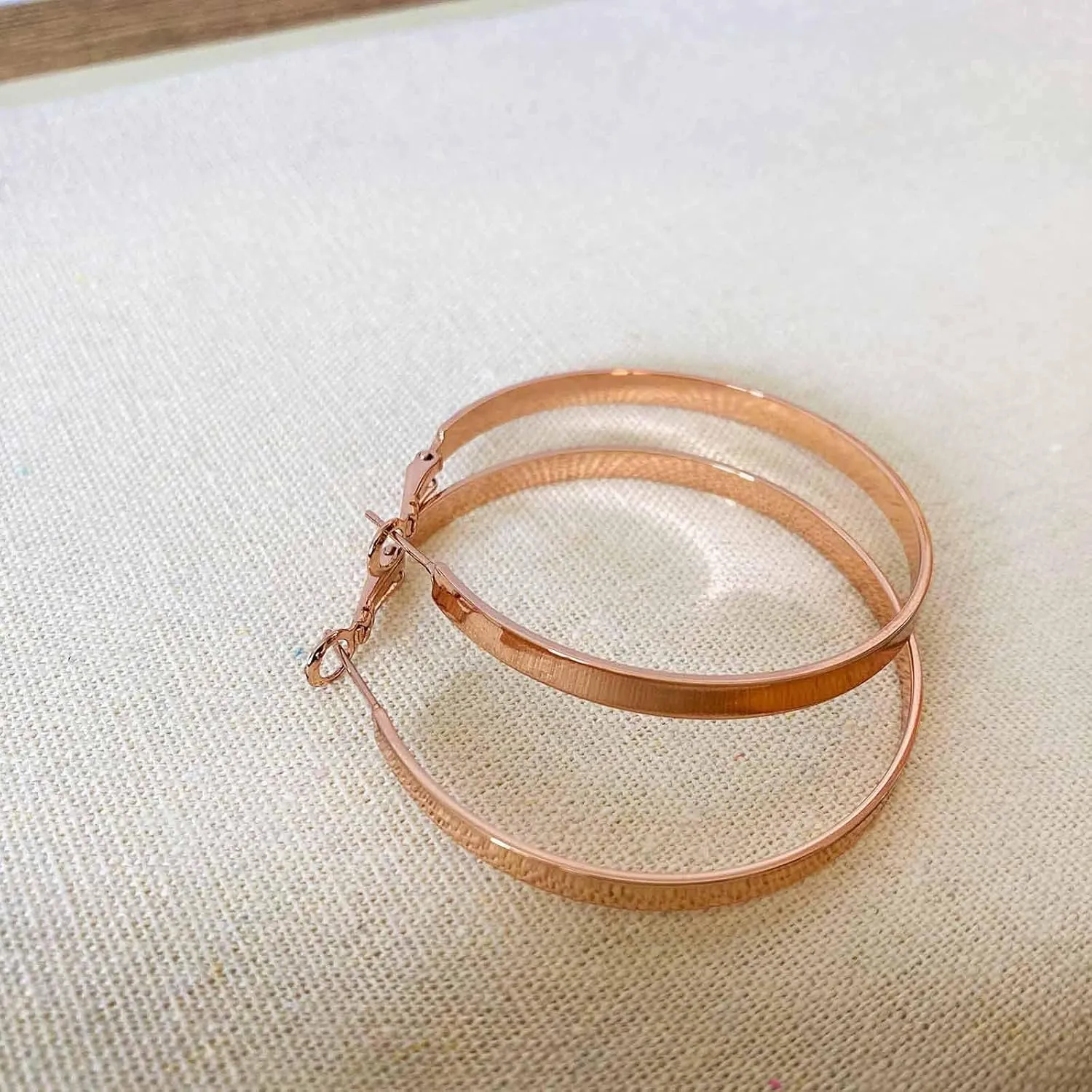 Rose Gold Hoop Earrings for Women, Fashion Round Lightweight Hoops Earrings Gift White Gold Rose Gold Plated 40mm - 50mm - 60mm