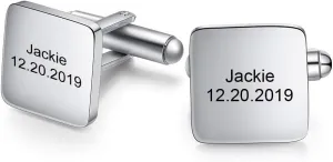 ROSI Personalized Cuflinks for Men,Customize Mens Cufflinks,Tie Clips for Men,Free Engraving Names&Text Cufflinks Jewelry for Men,Names Cufflinks Christmas Birthday Gifts for Men Husband Boyfriend
