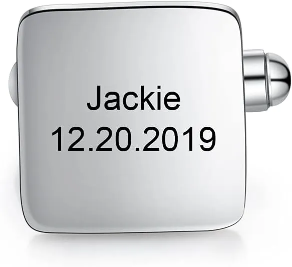 ROSI Personalized Cuflinks for Men,Customize Mens Cufflinks,Tie Clips for Men,Free Engraving Names&Text Cufflinks Jewelry for Men,Names Cufflinks Christmas Birthday Gifts for Men Husband Boyfriend