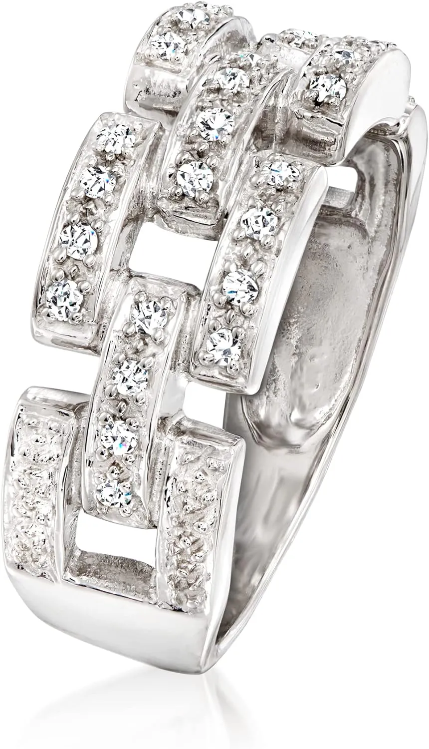 Ross-Simons 0.20 ct. t.w. Diamond Panther-Link Ring in Sterling Silver