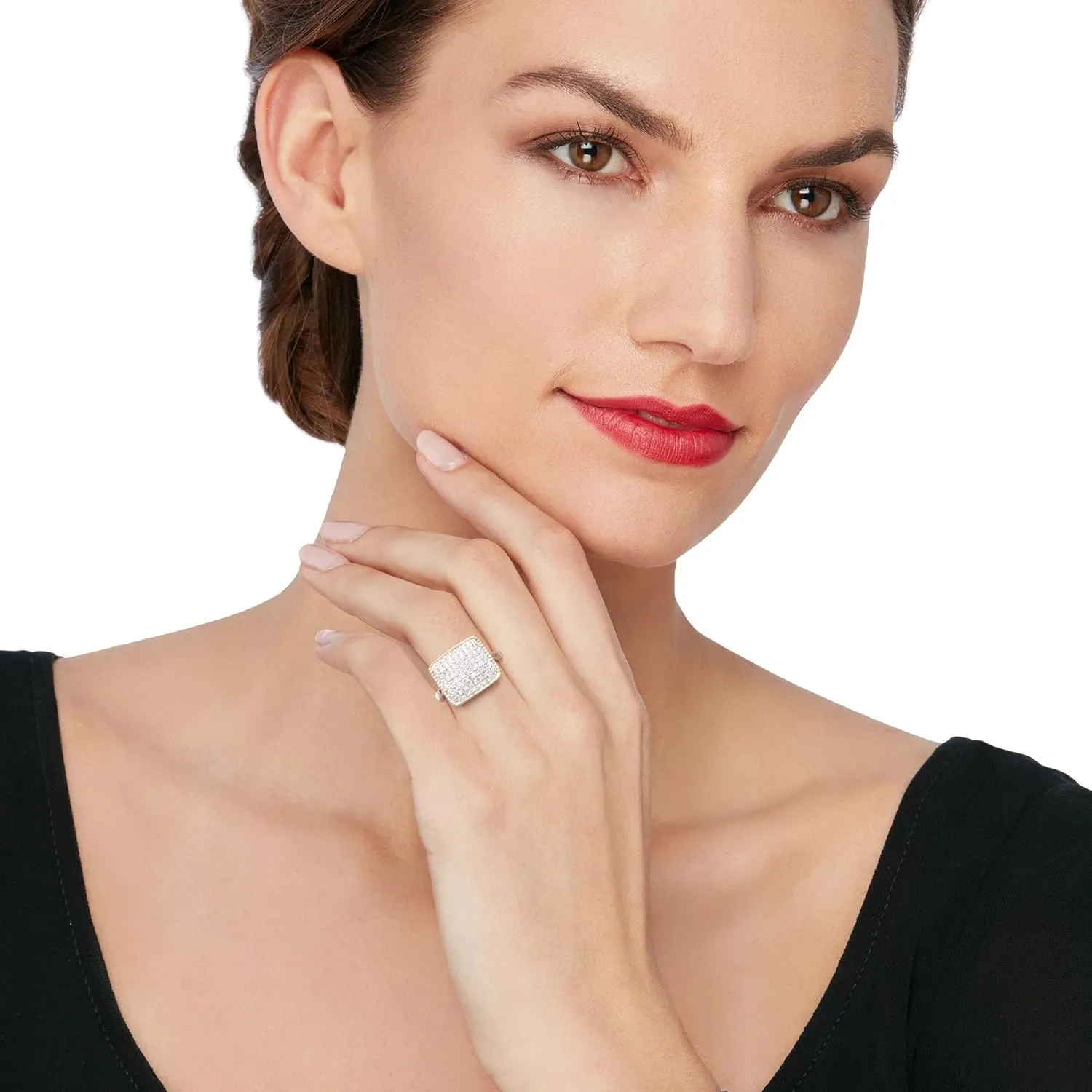 Ross-Simons 1.00 ct. t.w. CZ Square-Top Ring in Sterling Silver and 14kt Gold