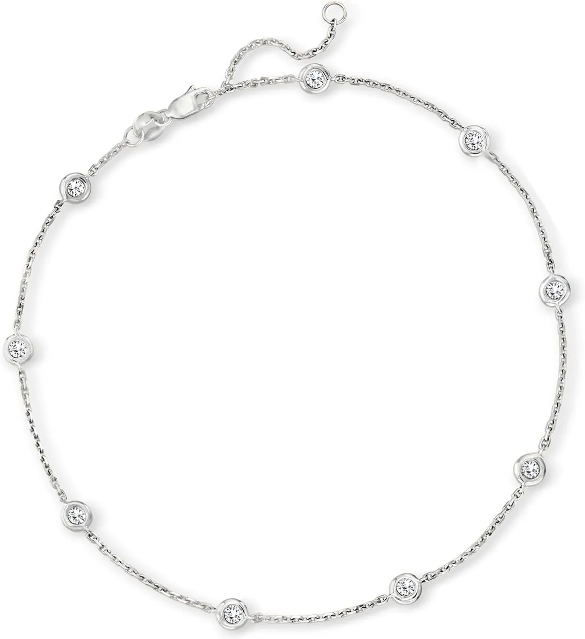 Ross-Simons 14kt Gold Bezel-Set Diamond Station Anklet