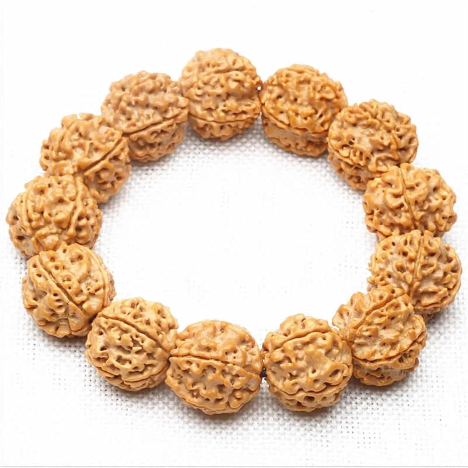 Rudraksha Bodhi Beads Bracelets for Man Tibetan Buddhist Prayer Beads Hand Mala (Length : with Elastic Rope, Metal Color : A. Original Beads)