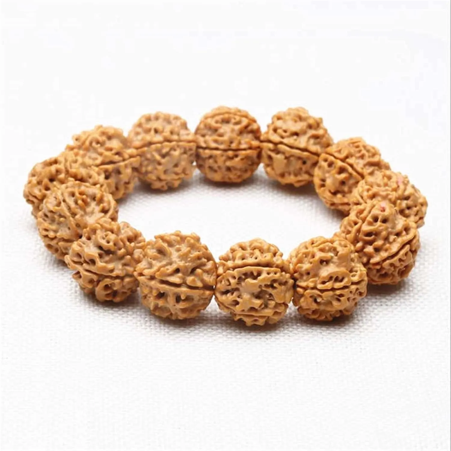 Rudraksha Bodhi Beads Bracelets for Man Tibetan Buddhist Prayer Beads Hand Mala (Length : with Elastic Rope, Metal Color : A. Original Beads)