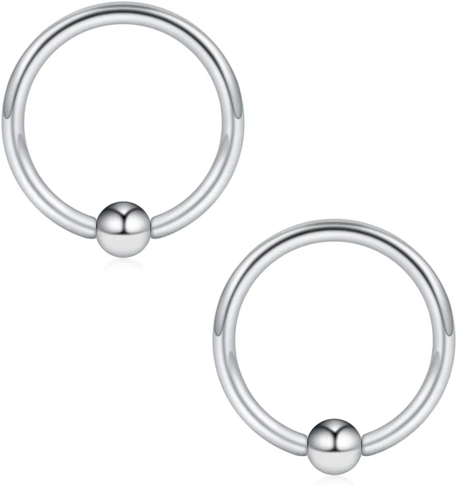 Ruifan 16-24PCS 16G Surgical Steel Horseshoe & Captive Bead Nose Hoop Septum Earring Eyebrow Tongue Lip Nipple Helix Tragus Piercing Jewelry Rings 6-16mm