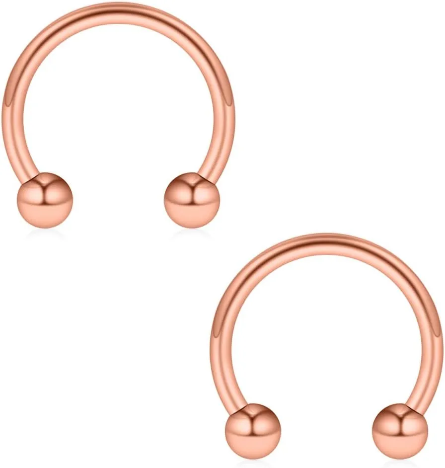 Ruifan 16-24PCS 16G Surgical Steel Horseshoe & Captive Bead Nose Hoop Septum Earring Eyebrow Tongue Lip Nipple Helix Tragus Piercing Jewelry Rings 6-16mm