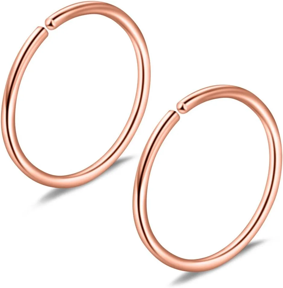 Ruifan 18PCS Mix Size Stainless Steel Clip on Fake Nose Lip Helix Cartilage Tragus Ear Hoop Ring 22G 20G 18G 6-10mm