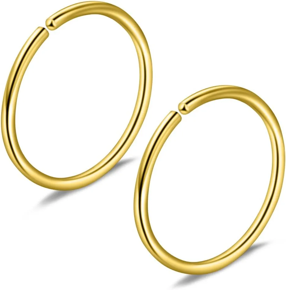 Ruifan 18PCS Mix Size Stainless Steel Clip on Fake Nose Lip Helix Cartilage Tragus Ear Hoop Ring 22G 20G 18G 6-10mm