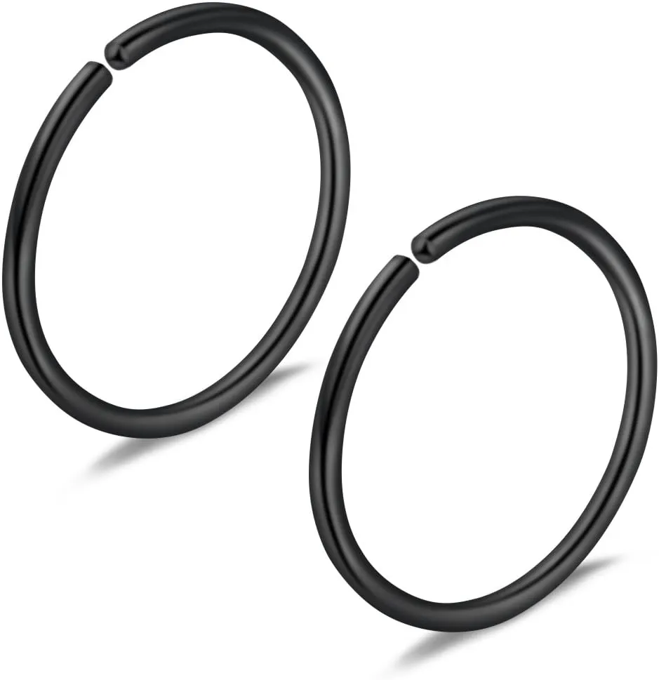 Ruifan 18PCS Mix Size Stainless Steel Clip on Fake Nose Lip Helix Cartilage Tragus Ear Hoop Ring 22G 20G 18G 6-10mm