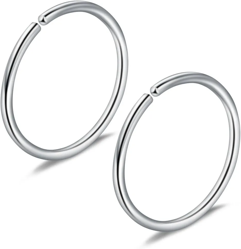Ruifan 18PCS Mix Size Stainless Steel Clip on Fake Nose Lip Helix Cartilage Tragus Ear Hoop Ring 22G 20G 18G 6-10mm