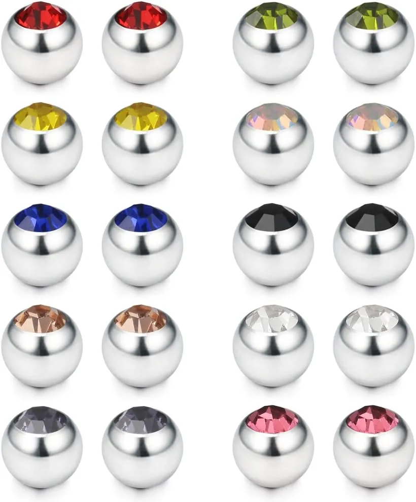 Ruifan 60-80PCS 316L Surgical Steel Replacement Balls Body Jewelry Piercing Barbell Parts 16G 14G Women Men