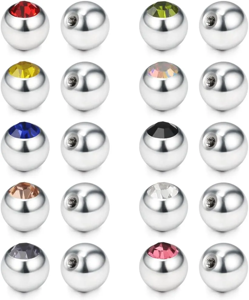 Ruifan 60-80PCS 316L Surgical Steel Replacement Balls Body Jewelry Piercing Barbell Parts 16G 14G Women Men