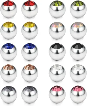 Ruifan 60-80PCS 316L Surgical Steel Replacement Balls Body Jewelry Piercing Barbell Parts 16G 14G Women Men