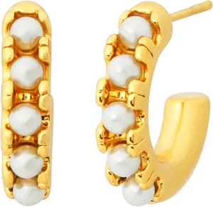 Sacina Gold-tone Imitation-Pearl Dainty Huggie Hoop Earrings, Chunky Y2k Minimalist Earrings, Christmas Jewelry Gift For Women