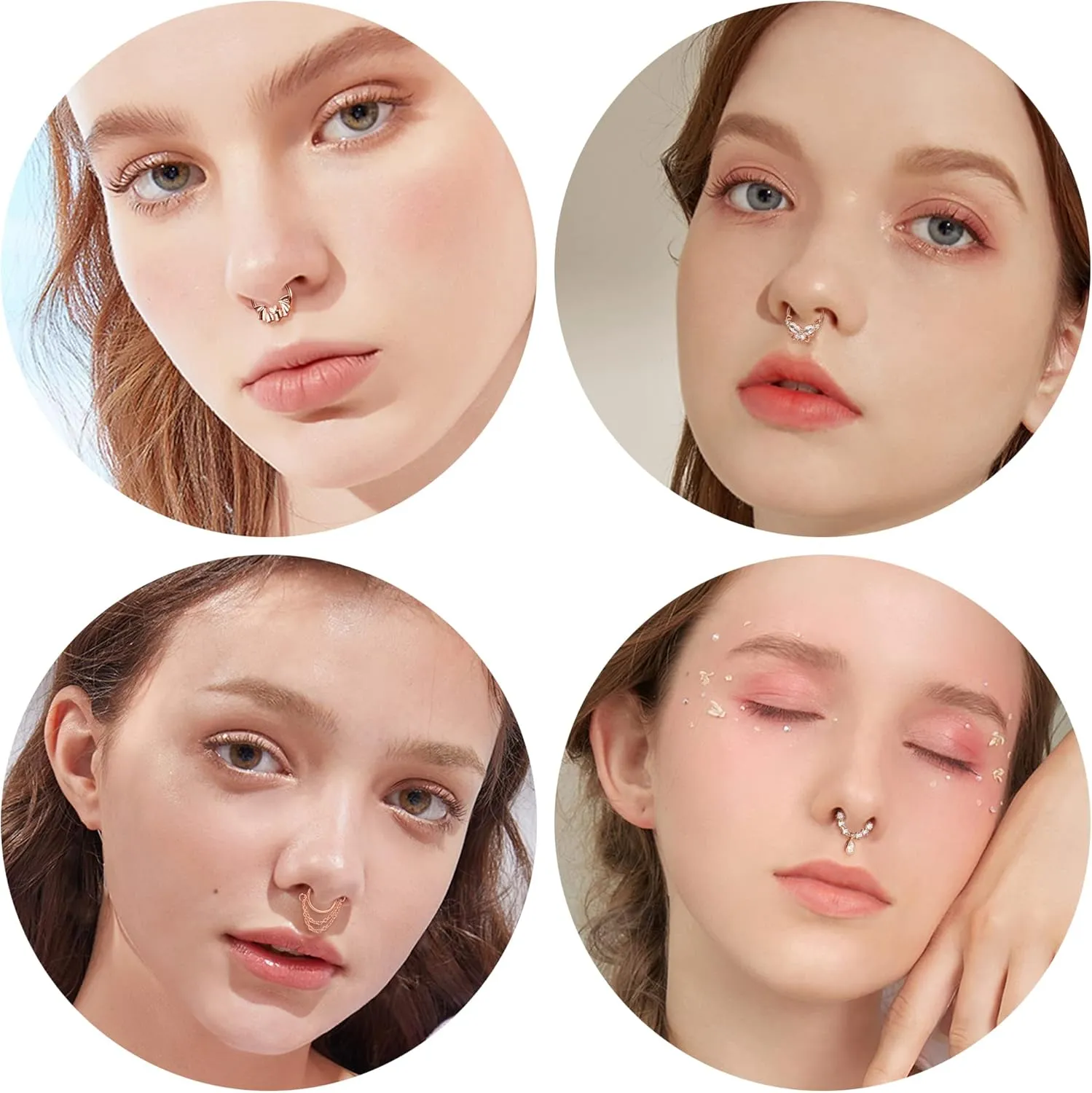 Sanfenly 9Pcs 16G Septum Rings for Women Men Stainless Steel Dangle Septum Jewelry Blue Planet Teardrop CZ Butterfly Bat Spiked Daith Earrings Hoop Nose Rings Cartilage Helix Septum Piercing Jewelry