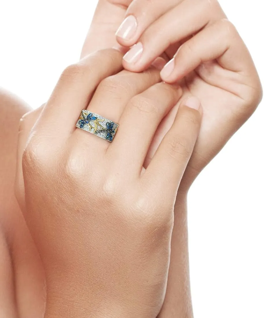 Santuzza 14K Gold Plated Dragonfly Ring Cubic Zirconia 925 Sterling Silver Butterfly Ring