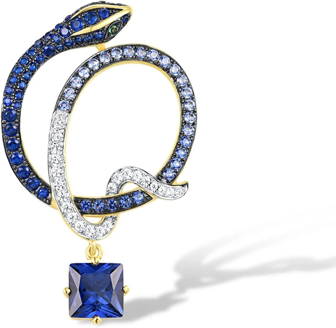 Santuzza 925 Sterling Silver Snake Gemstone Pendant Cubic Zirconia Pendant for Women