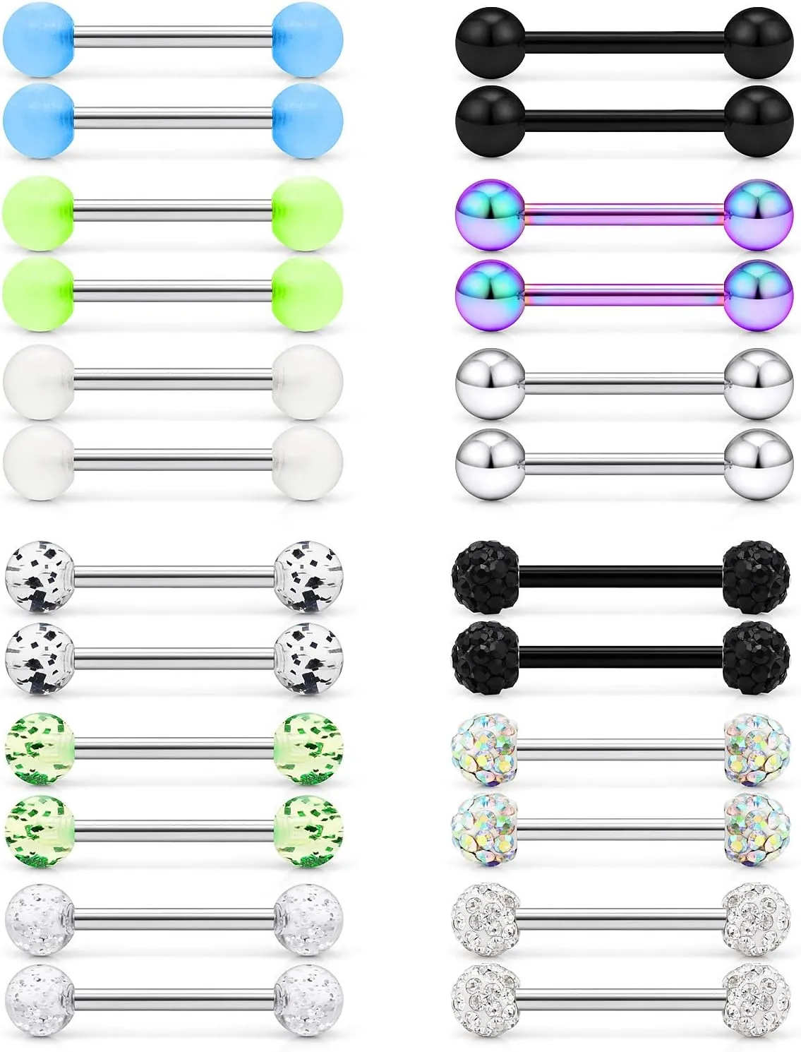 SCERRING 16G Nipple Rings 316L Stainless Steel CZ Nipplerings Shield Tongue Barbell Rings Bars Body Piercing Jewelry for Women