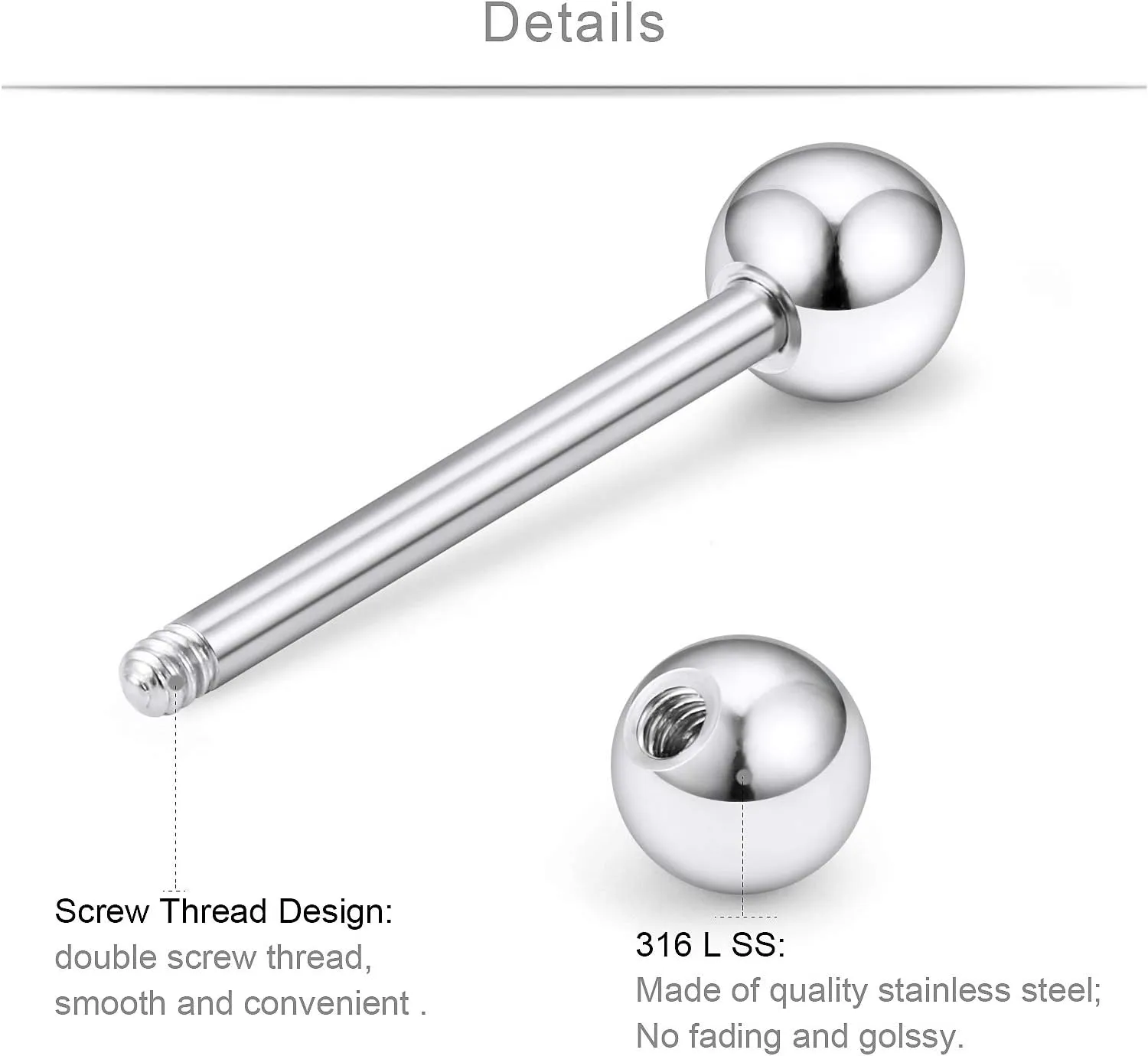SCERRING 16G Nipple Rings 316L Stainless Steel CZ Nipplerings Shield Tongue Barbell Rings Bars Body Piercing Jewelry for Women