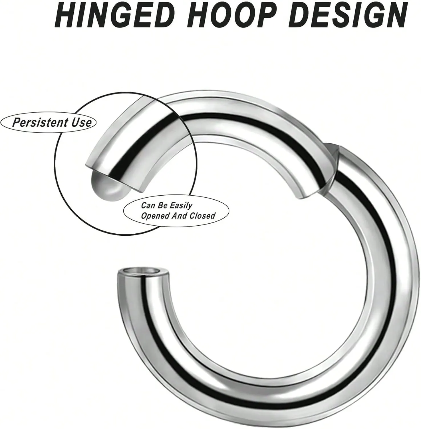 Septum Nose Rings Hinged Clicker Segment Surgical Steel PA Piercing Jewelry Ear Piercing Earrings Nose Hoop Unisex Hinged Earring 12mm