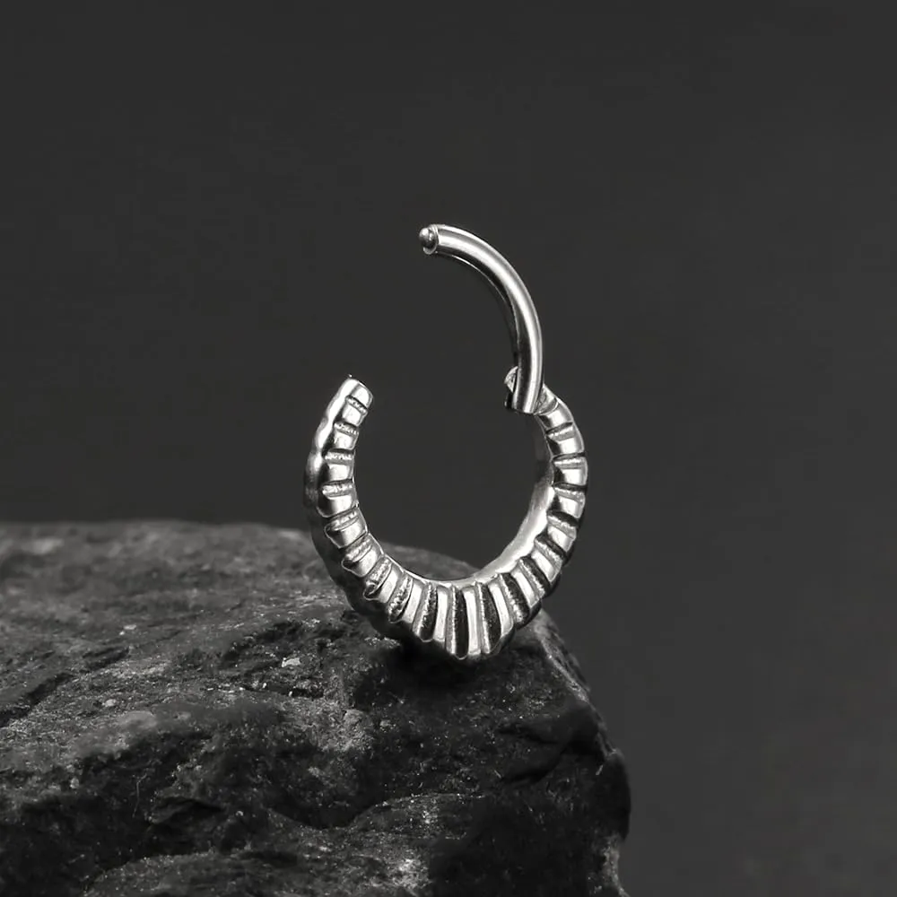 Septum Rings Hoop, 16G/8mm Surgical Stainless Steel Segment Nose Rings, Cartilage Clicker Hoop Earrings for Rook, Daith, Tragus, Shell pattern Gold Silver Rose for men and women