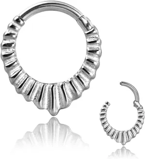 Septum Rings Hoop, 16G/8mm Surgical Stainless Steel Segment Nose Rings, Cartilage Clicker Hoop Earrings for Rook, Daith, Tragus, Shell pattern Gold Silver Rose for men and women