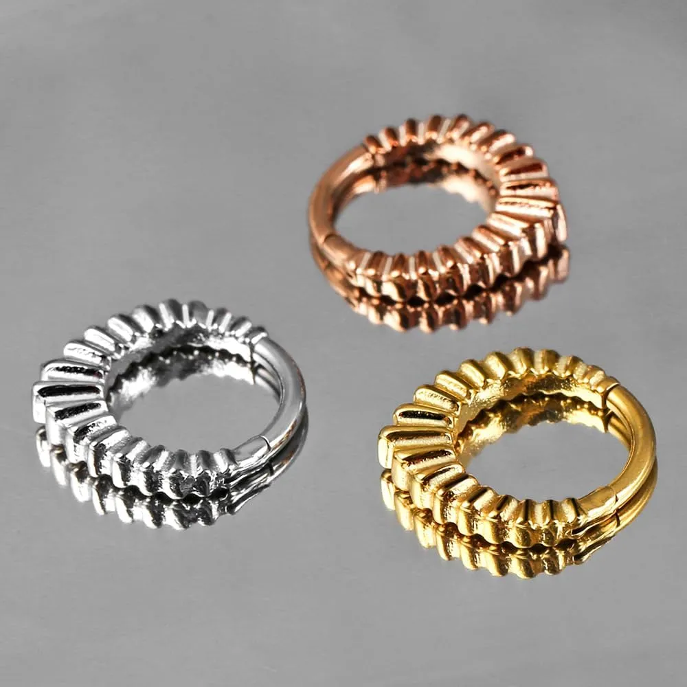 Septum Rings Hoop, 16G/8mm Surgical Stainless Steel Segment Nose Rings, Cartilage Clicker Hoop Earrings for Rook, Daith, Tragus, Shell pattern Gold Silver Rose for men and women