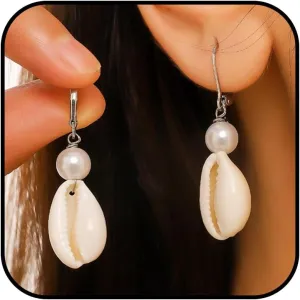 Shell Earrings for Women Starfish Pearl Earrings Drop Dangle Summer Beach Vacation Clothes Outfit for Women